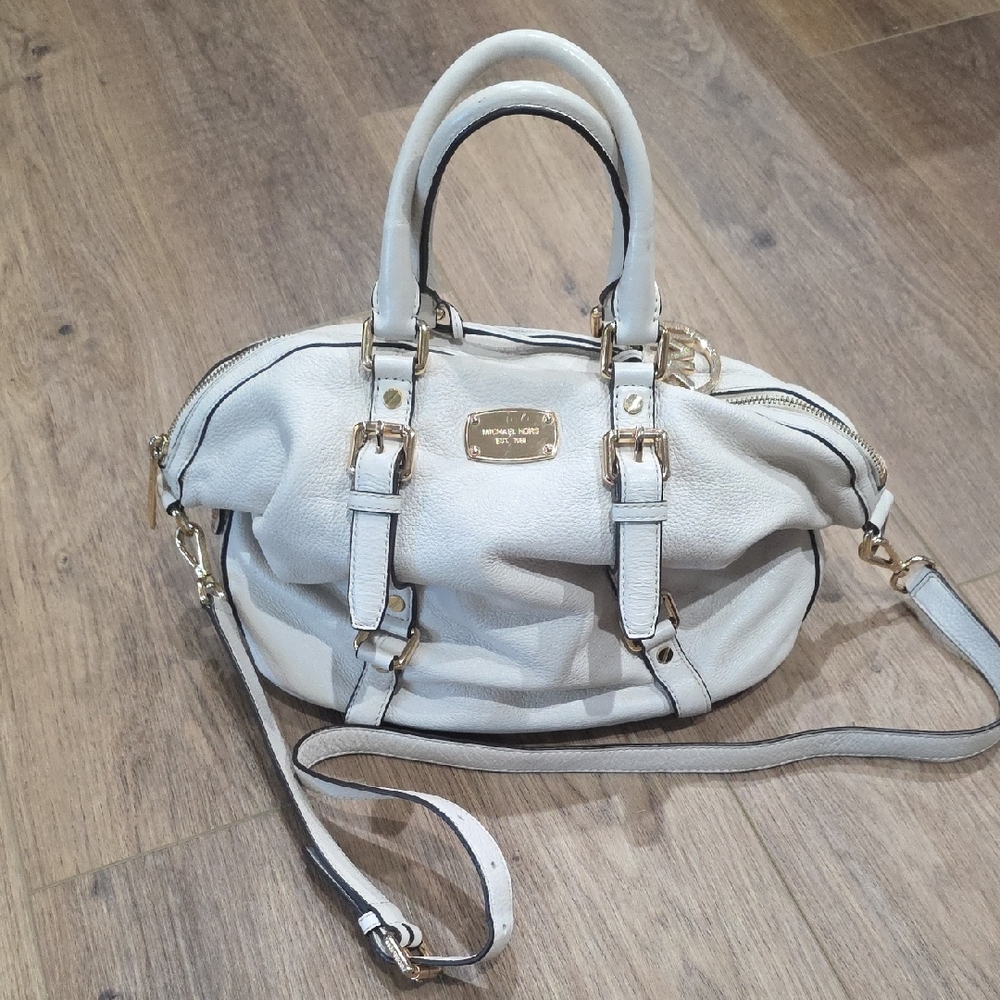 Michael Kors Hamilton White Leather Bag
